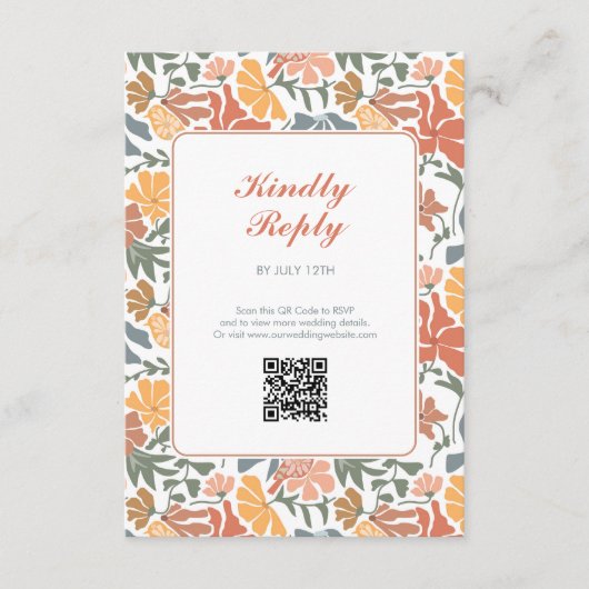 抽象芸術フローラと鳥の中世紀半モダンば結婚 エンクロージャーカード (正面)