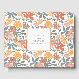 抽象芸術フローラと鳥の中世紀半モダンば結婚 ゲストブック