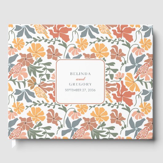 抽象芸術フローラと鳥の中世紀半モダンば結婚 ゲストブック (正面)