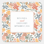 抽象芸術フローラと鳥の中世紀半モダンば結婚 スクエアシール (正面)