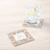 抽象芸術フローラと鳥の中世紀半モダンば結婚 スクエアペーパーコースター (インサイチュ)