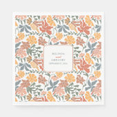 抽象芸術フローラと鳥の中世紀半モダンば結婚 スタンダードランチョンナプキン (正面)