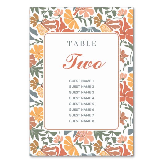 抽象芸術フローラと鳥の中世紀半モダンば結婚 テーブルナンバー (裏面)