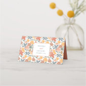 抽象芸術フローラと鳥の中世紀半モダンば結婚 プレイスカード (裏面)