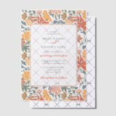 抽象芸術フローラと鳥の中世紀半モダンば結婚 ベラム紙招待状 (オフセット (招待状))