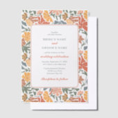 抽象芸術フローラと鳥の中世紀半モダンば結婚 ベラム紙招待状 (オフセット)