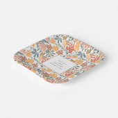 抽象芸術フローラと鳥の中世紀半モダンば結婚 ペーパープレート (傾斜あり)