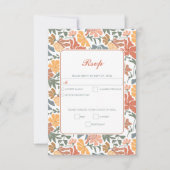 抽象芸術フローラと鳥の中世紀半モダンば結婚 出欠カード (正面)