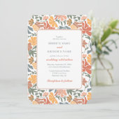 抽象芸術フローラと鳥の中世紀半モダンば結婚 招待状 (スタンド正面)