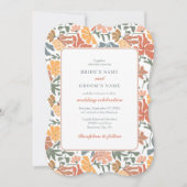 抽象芸術フローラと鳥の中世紀半モダンば結婚 招待状 (正面)