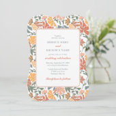 抽象芸術フローラと鳥の中世紀半モダンば結婚 招待状 (スタンド正面)