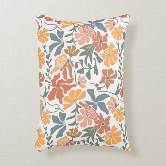 抽象芸術フローラと鳥ミッドセンチュリーパタモダンーン アクセントクッション (正面(垂直))