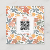 抽象芸術フローラと鳥ミッドセンチュリーパタモダンーン スクエア名刺 (正面)