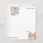 抽象芸術フローラと鳥ミッドセンチュリーパタモダンーン ノートカード (正面)