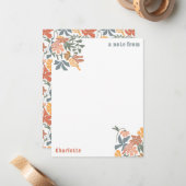 抽象芸術フローラと鳥ミッドセンチュリーパタモダンーン ノートカード (正面/裏面インサイチュ)