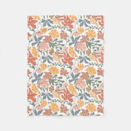 抽象芸術フローラと鳥ミッドセンチュリーパタモダンーン フリースブランケット