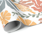 抽象芸術フローラと鳥ミッドセンチュリーパタモダンーン ラッピングペーパー (ロールコーナー)