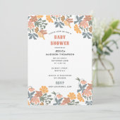 抽象芸術フローラと鳥ミッドセンチュリーベビーシャワー 招待状 (スタンド正面)