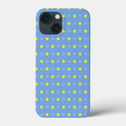 抽象芸術フローラのイエローガーベラスオンベビーブルー Case-Mate iPhoneケース (裏面)