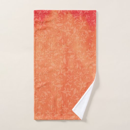 抽象芸術フローラのオレンジ色の汚れ背景 バスタオルセット (ハンドタオル)