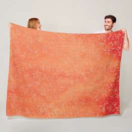 抽象芸術フローラのオレンジ色の汚れ背景 フリースブランケット