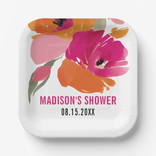 抽象芸術フローラのカスタマイズ可能な紙プレート ペーパープレート (正面)