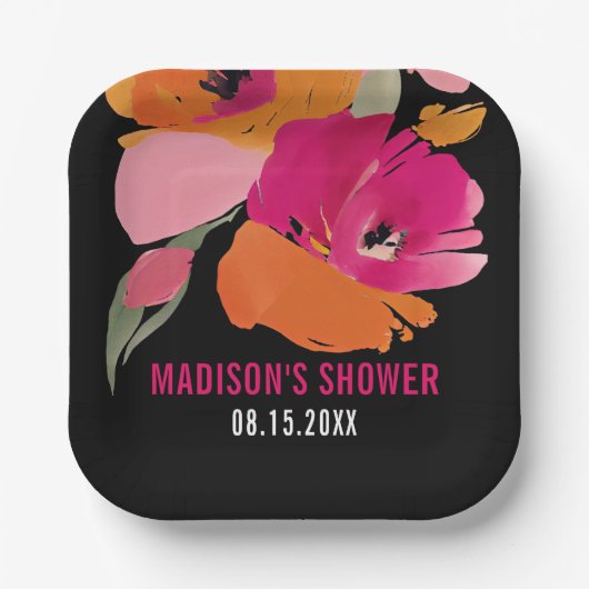 抽象芸術フローラのカスタマイズ可能な紙プレート ペーパープレート (正面)