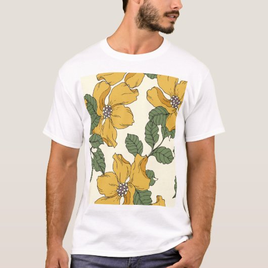 抽象芸術フローラの優雅さ、シームレスな背景 Tシャツ (正面)