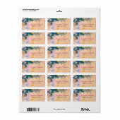 抽象芸術フローラの背景の青とベージュラベル ラベル (フルシート)