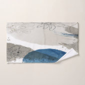 抽象芸術フローラの青とトープ バスタオルセット (ハンドタオル)