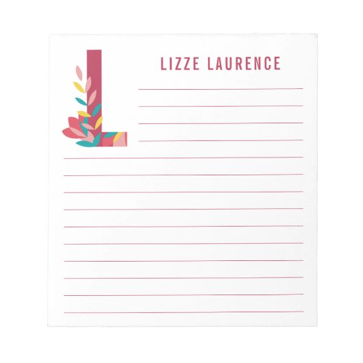 抽象芸術フローラアルファベットの並び ノートパッド (正面)