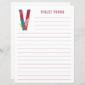 抽象芸術フローラアルファベットライン紙 (正面/裏面)