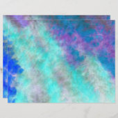 抽象芸術フローラアートティール（緑がかった色）ブルーパープルデクページ (正面/裏面)