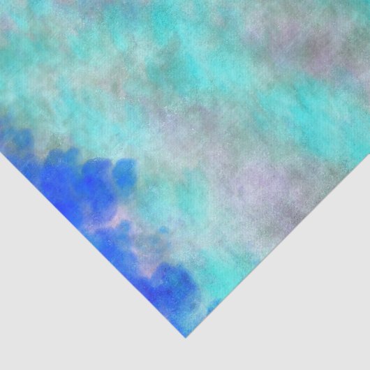 抽象芸術フローラアートティール（緑がかった色）ブルーパープルデクページ 薄葉紙 (詳細)