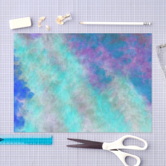 抽象芸術フローラアートティール（緑がかった色）ブルーパープルデクページ 薄葉紙 (クラフト)