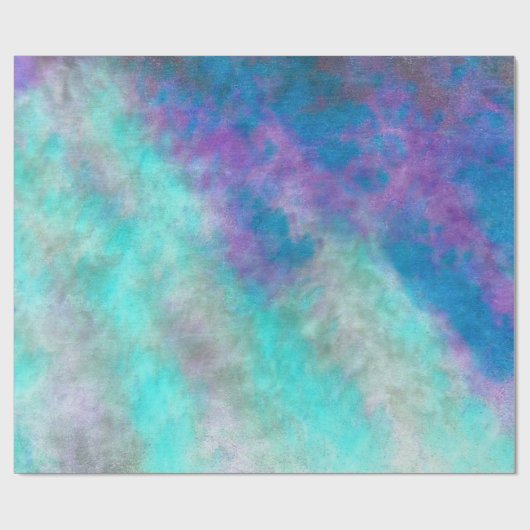 抽象芸術フローラアートティール(緑がかった色)ブルーパープルデコパージュ ラッピングペーパー (フラット)