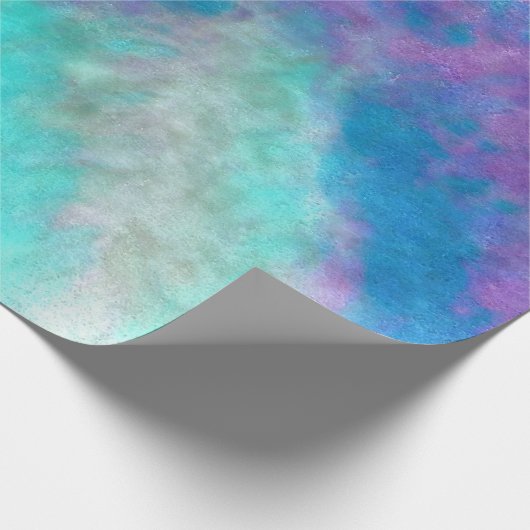 抽象芸術フローラアートティール(緑がかった色)ブルーパープルデコパージュ ラッピングペーパー (角)