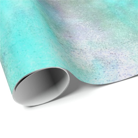 抽象芸術フローラアートティール（緑がかった色）ブルーパープルデコパージュ ラッピングペーパー (ロールコーナー)