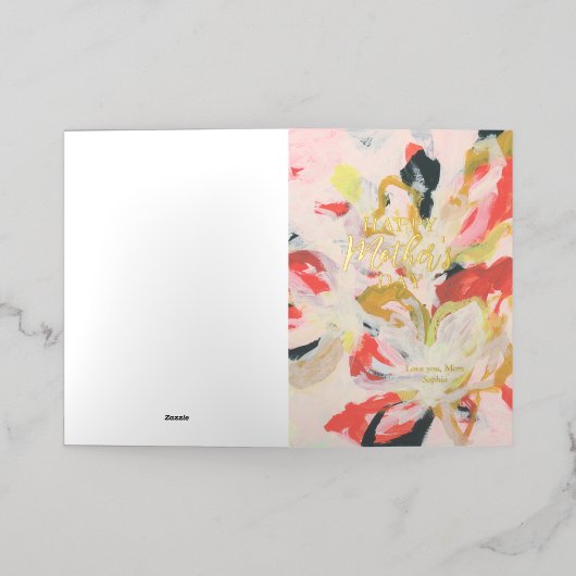 抽象芸術フローラアートハッピーマザーズデイフォイルグレティ 箔グリーティングカード (外側レイダウン)