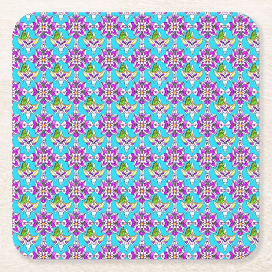 抽象芸術フローラアールヌーボーコースター スクエアペーパーコースター (正面)