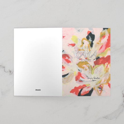 抽象芸術フローラア最高のートNANAエバー母の日 箔グリーティングカード (外側レイダウン)
