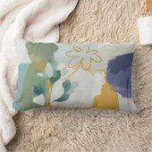 抽象芸術フローライン青、セージ金ゴールド腰枕 ランバークッション (ブランケット)