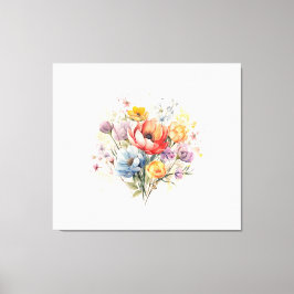 抽象芸術フローラウォーターカラーカラフルブーケ キャンバスプリント