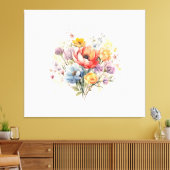 抽象芸術フローラウォーターカラーカラフルブーケ キャンバスプリント (インサイチュ (リビング))