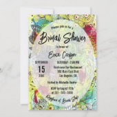抽象芸術フローラウォーターカラーラインアートブライダルシャワー 招待状 (正面)