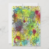 抽象芸術フローラウォーターカラーラインアートブライダルシャワー 招待状 (裏面)