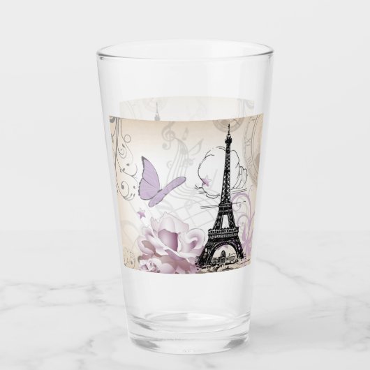 抽象芸術フローラエッフェルタワーガラスタンブラー タンブラーグラス (正面)