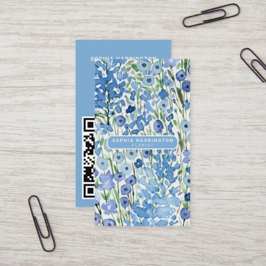 抽象芸術フローラカスタムQRコードスキャン可能フローリスト 名刺 (正面/裏面インサイチュ)