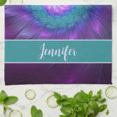 抽象芸術フローラカラフルアート花名 キッチンタオル (折り畳み)