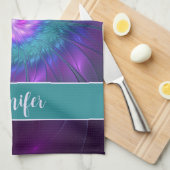 抽象芸術フローラカラフルアート花名 キッチンタオル (四つ折り)